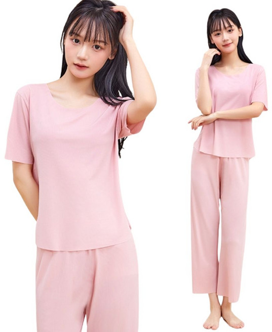 위즈플러스샵 여름 반팔 파자마 세트 남성 여성 편한 홈웨어