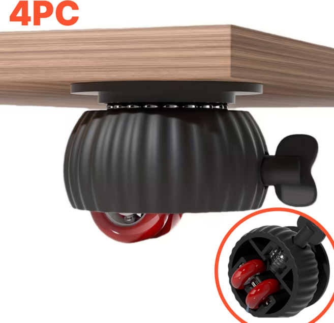 무타공 잠금형 360도 회전 저소음 자가접착 가구 바퀴 캐스터 4P 세트, 4개