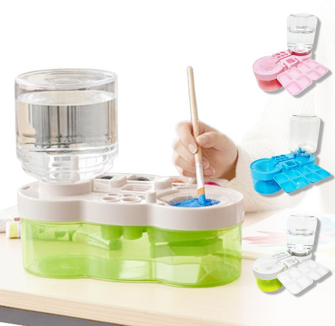 깔끔더하기 물갈이 붓세척 미술 물통 팔레트, 하늘색