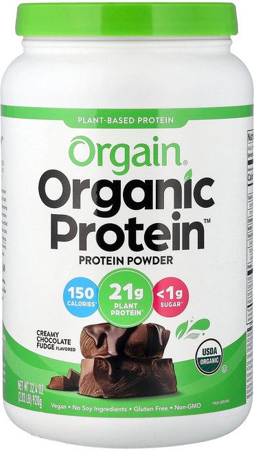 오르가인 Organic Protein 분말 크리미 초콜릿 퍼지 920g(2.03lb) OGA-00317, 920g, 1개