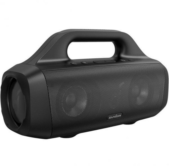 티타늄 드라이버가 장착된 사운드코어 모션 붐 야외 스피커 베이스업 기술 IPX7 방수 24시간 재생 시간 앱 내장 핸들 야외용 휴대용 블루투스 갱신, Black, 1개