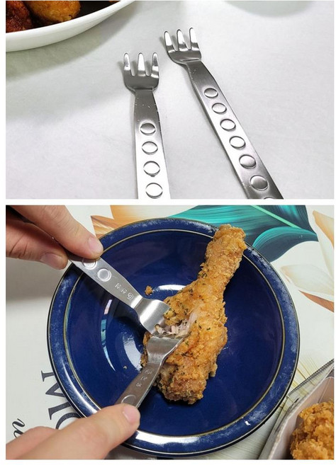 (국산) 어린이 치킨 디저트 먹기편한 둥근 스텐 포크 간식 뷔페 양식당 청결 매장, 스테인리스, 1개