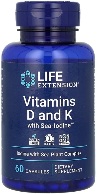 Life Extension 바다 요오드 함유 비타민D 및 K 캡슐 60정, LifeExtension바다요오드함유비타민D및K캡슐60, 1개 - 쿠팡