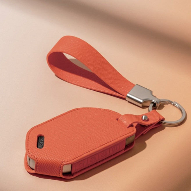 기아 호환 차키케이스 K8 올뉴 K3 쏘렌토 MQ4 K5 DL3 3세대 스포티지QL 카니발 EV6 EV3 신형 전용 차 키링 차키홀더, 엔젤크림, 기아 J(무료각인)