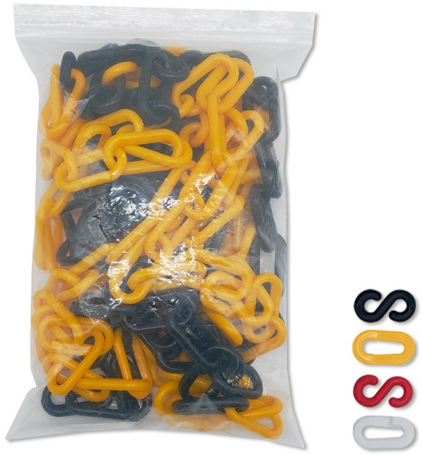 모칸도 주차체인 8미리체인 10미터 고리4개 플라스틱체인, 1개, 옐로우+블랙