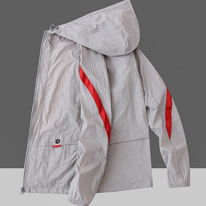 지고다그 남성용 방수 후드 재킷 여름 스포츠 아웃도어 외투 ZXC40139, 그레이