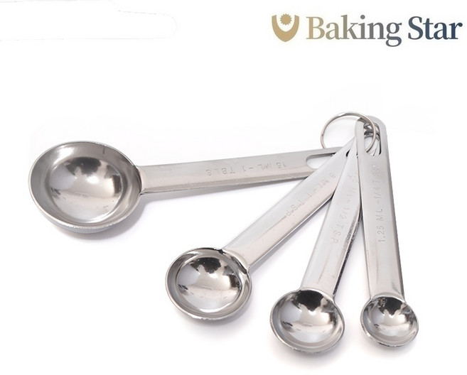 쿠킹플러스 스텐 계량스푼 4p 1.25ml 2.5ml 5ml 15ml, 1개