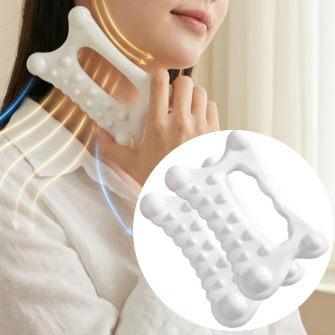 뮤젠트 세라믹 두피괄사 얼굴 림프 마사지기, 화이트, 2개