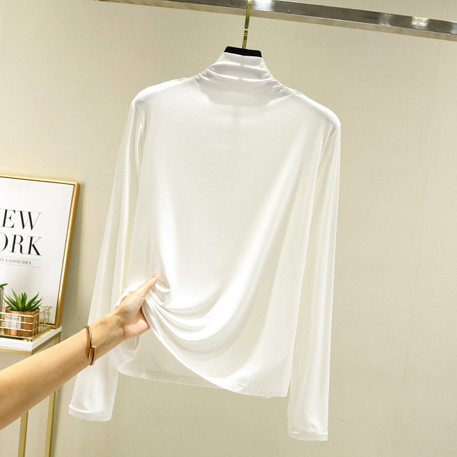 [XUMAO]빅사이즈 모달 반폴라 여자 기본 이너티 목폴라 반목 긴팔 티셔츠 12컬러