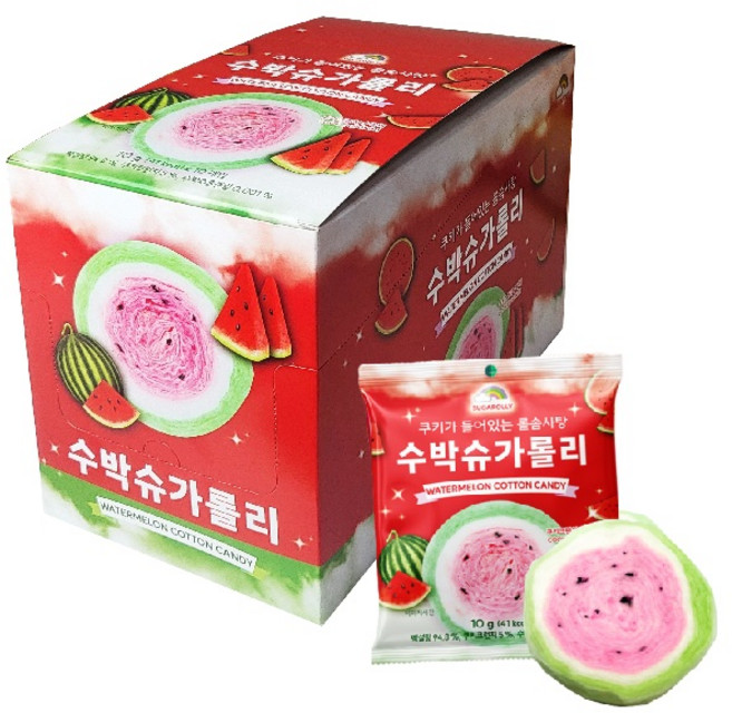 수박 솜사탕 슈가롤리 디저트 간식, 10g, 10개