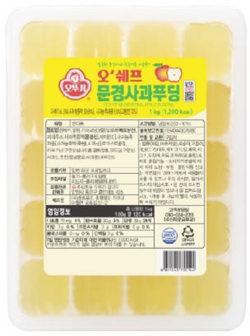 오뚜기 오쉐프 사과푸딩, 1개, 1kg