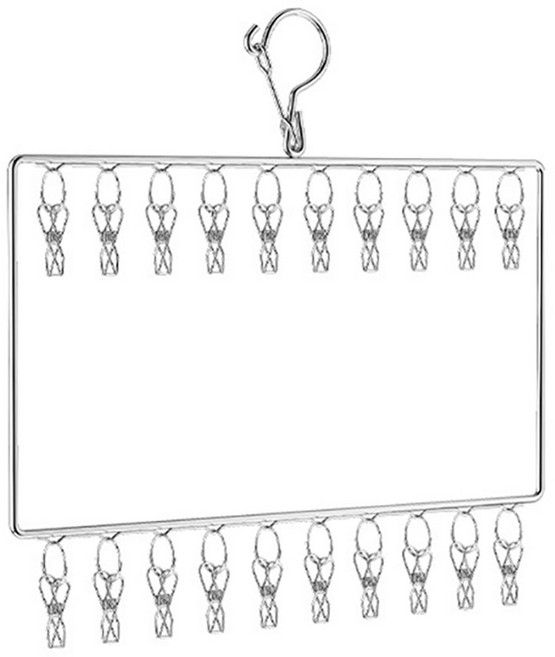 스텐 양말 건조대 속옷 옷걸이 집게 사각형 빨래집게 건조대, 1개, 양말 건조대 20PCS