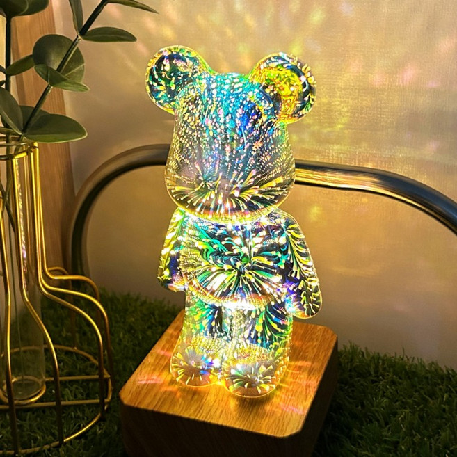 홀로그램 베어 무드등 인테리어 조명 곰돌이 무드등 집들이 선물 1개, 상세설명참조