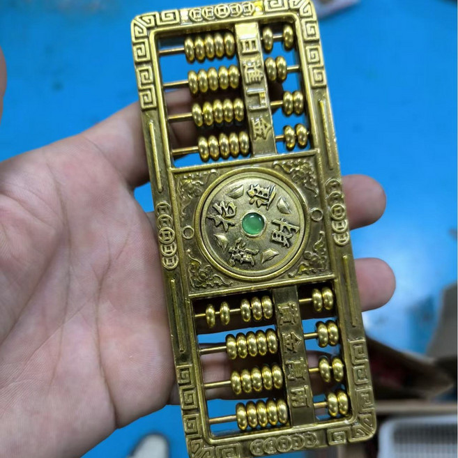 黃銅如意算盤擺件實心招財客廳辦公室裝飾品公司開業禮物龍鳳算盤, 1個, 寶石算盤轉轉擺件:寶石算盤轉轉擺件