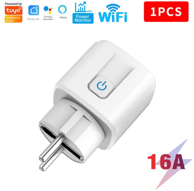 전원 모니터 타이밍 기능이있는 스마트 플러그 wifi 소켓 eu 16a20a tuya smart life app 제어는 alexa google home과 함께 작동합니다., 109 화이트 16a 1pcs, 1개, 109 화이트 16A 1PCS, 1.109 화이트 16A 1PCS