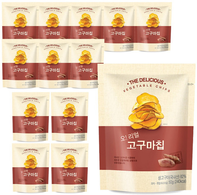 오리얼 고구마칩_국내산 고구마과자 영양가득 원물간식 어른 아이 다이어트 건강간식 술안주, 50g, 13개