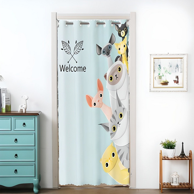 가림막 커튼 + 스텐 거치대 120 x 200 cm, 웰컴, 1세트