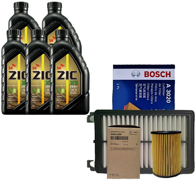 K5 DL3 2.0 가솔린 지크 X9 제로 0W20(5L)엔진오일세트 2J000-3020, 1개