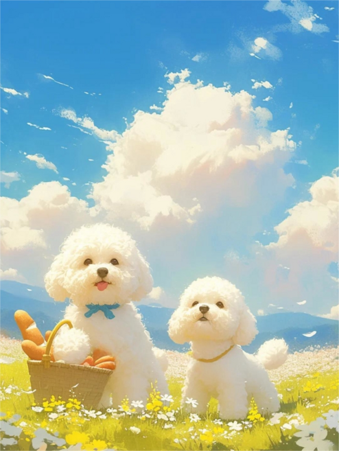 웰시코기 비숑 쉬운 조각퍼즐 귀여운 강아지 퍼피 캐릭터즈 컬렉션 직소퍼즐 300 500 700 1000 1500피스, 500피스(퍼즐유액없음), 04번 피크닉가는 비숑 2마리, 1개