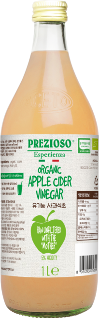 프레지오소 유기농 애사비 애플사이다비니거 사과식초, 1개, 1L