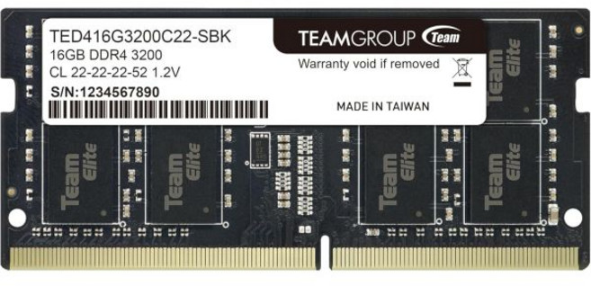 팀그룹 엘리트 DDR4 32GB 싱글 3200MHz PC425600 CL22 언버퍼드 논ECC 1.2V SODIMM 260핀 노트북 컴퓨터 메모리 모듈 램 업그레이드 TED43, 16GB
