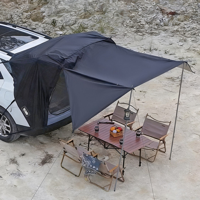 탑 랜더 차박 전용 트렁크 텐트 박쥐형 디자인 타프 빠른 설치 방수 SUV 승용차 호환 캠핑 텐트, 블랙