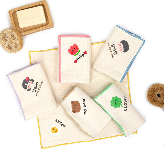 세맘스 크레용 네임 6중요루거즈 손수건, 1개, 베이지