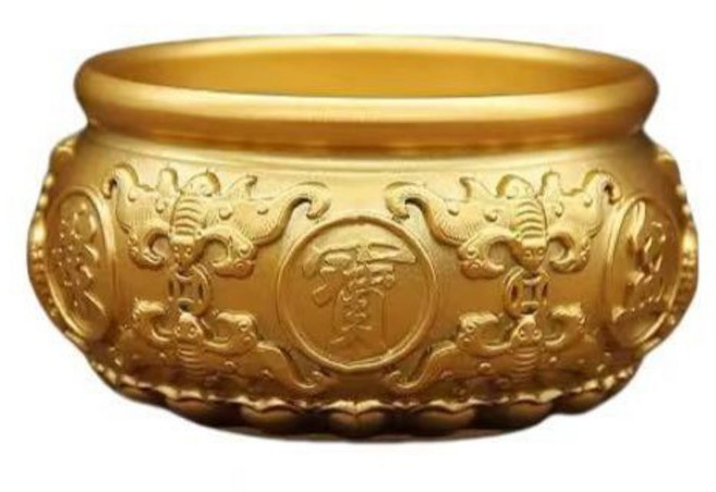 黃銅聚寶盆擺件, 直徑4cm