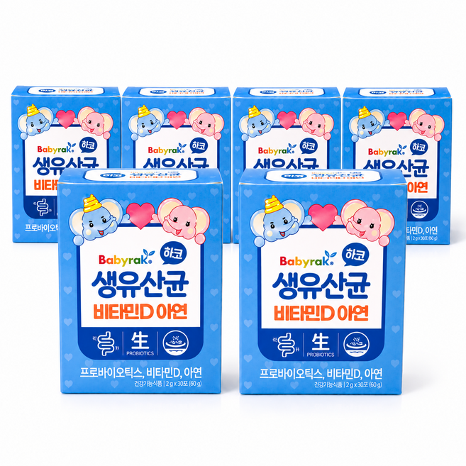 베이비락 하코 생유산균 비타민D 아연, 60g, 6개