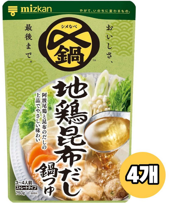 미즈칸 닭 다시마 다시 나베 육수 쯔유 750g 4개 세트