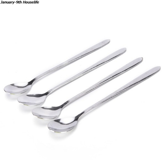 16CM 스푼 긴 손잡이 스테인리스 티스푼 1 개 크리에이티브 아이스크림 커피 수프 차 칵테일, default, 1개