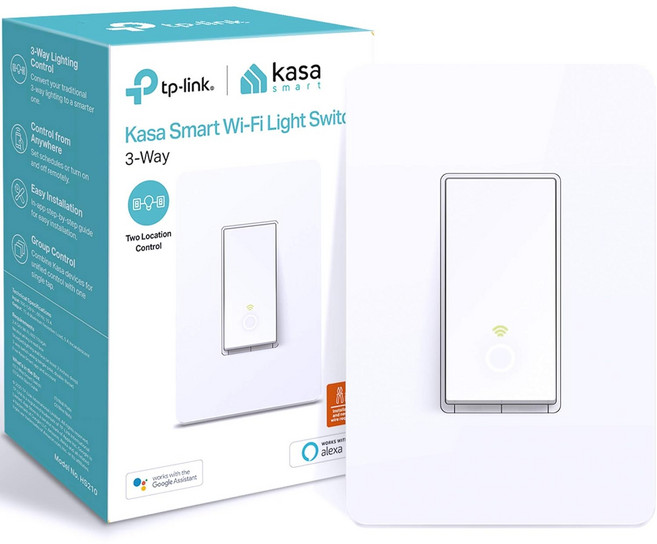 카사 스마트 3방향 스위치 HS210 중립 와이어 필요 2.4GHz Wi-Fi 라이트 알렉사 및 구글 홈과 함께 작동 UL 허브 없음 화이트, white, 1-Pack