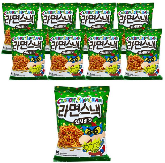 대형마트 크래용신짱 라면스낵 와사비맛, 90g, 9개