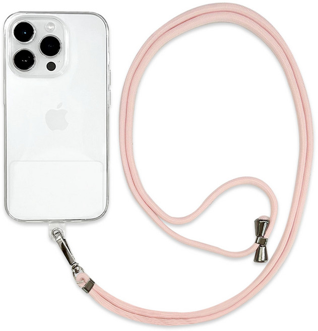 네츄럴파크 스마트폰 목걸이 어깨걸이 줄 스트링 넥스트랩 O형고리 태그홀더 세트, 8. 스트링넥 핑크+O형고리 태그홀더, 1세트