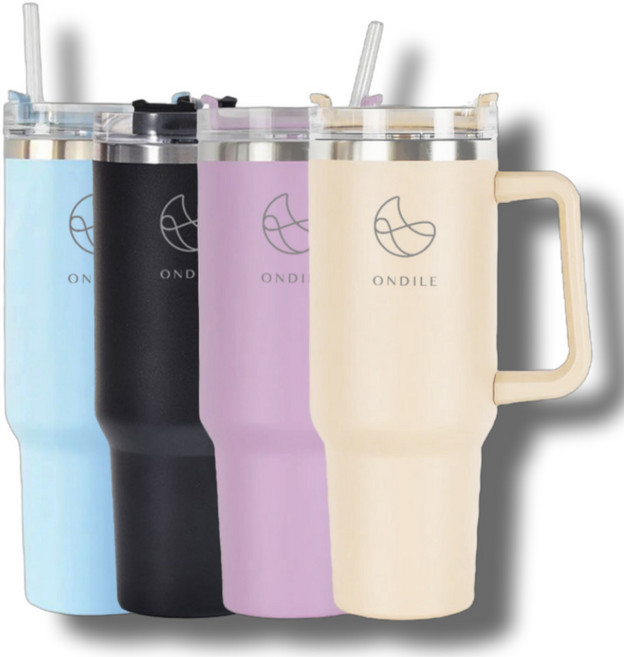 온딜레 1.2리터 대용량 스텐 텀블러 + 빨대 포함 이중 진공 보온 보냉 차량용 캠핑용, 1개, 1.2L, 리치 블랙