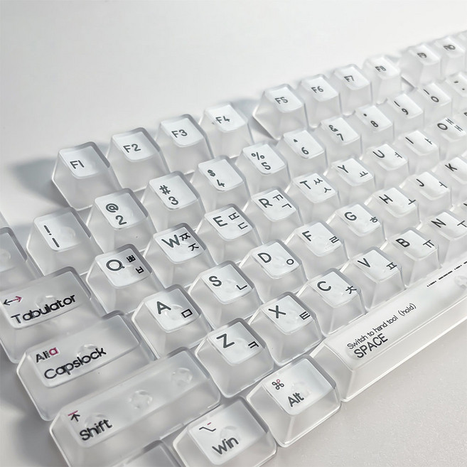YF 투명 무광 퀄리티 한글 키보드 키캡 영문 각인 PBT 132키 OEM, 투명 키캡, 화이트