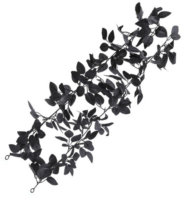 할로윈 블랙 넝쿨 조화 가랜드 검정 잎사귀 장미넝쿨, 1개