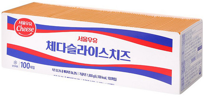 서울우유 체다슬라이스업소용 1 800 g (아이스박스+아이스팩무료증정), 100개, 1.8kg