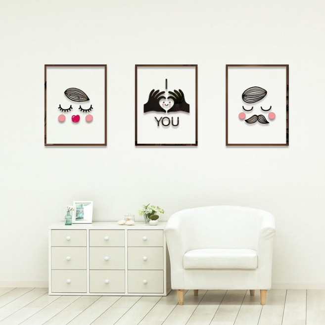 [신제품추가] J&S 인테리어 포인트 아크릴 거울 스티커 3D 벽장식 소품, 1.ILOVEYOU-중