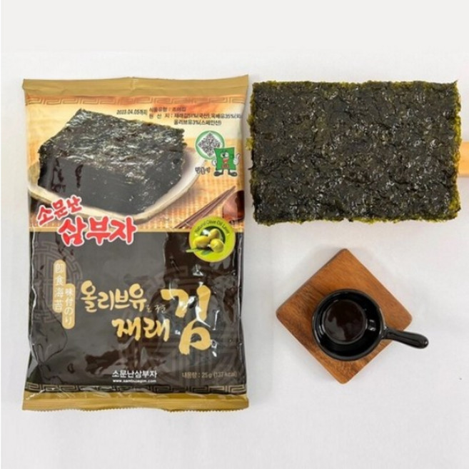 삼부자 올리브 재래김 전장김 25 g 3개입, 2개, 75g