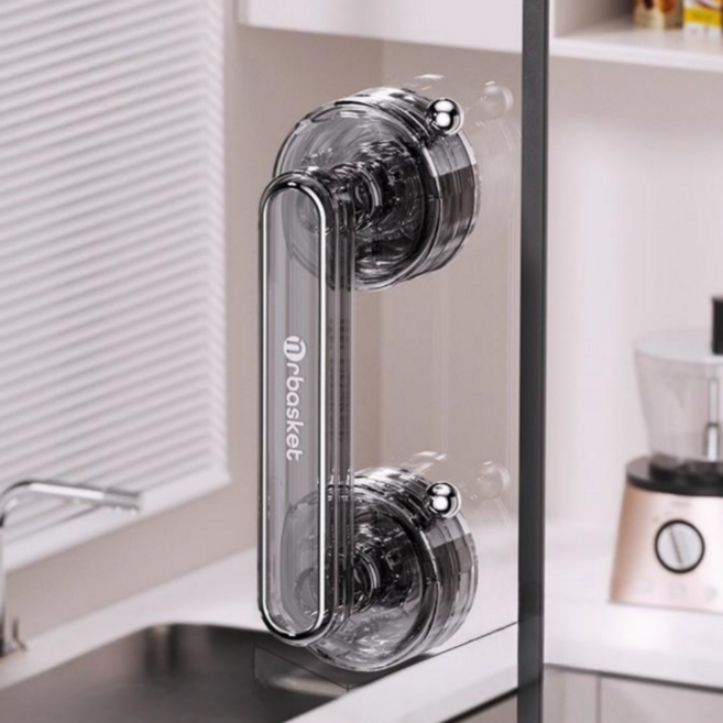 숭람 무타공 강력 흡착식 손잡이 냉장고 유리문 다용도 손잡이, 투명 그레이