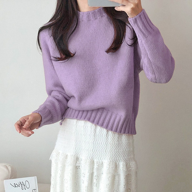 요시아나 [당일발송] 마카롱 무지 하이넥 나그랑 데일리 니트 7컬러