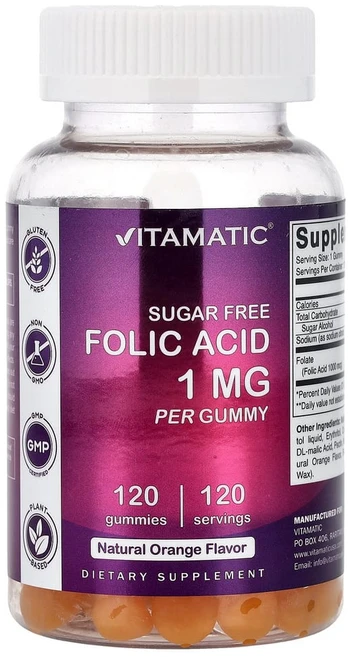 아이허브 무설탕 엽산 천연 오렌지 1mg 구미젤리 120개, VMC47187, 1개, 120정 - 쿠팡