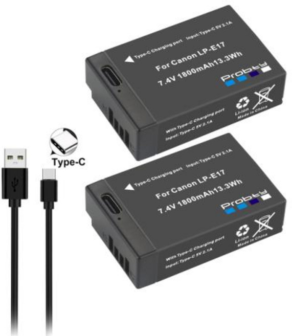 LP-E17 LP E17 LPE17 리튬 이온 배터리 1800mAh 캐논 호환 EOS 200D M3 M6 750D 760D T6i T6s 800D 8000D 키스 X8i, [02] 2 Pcs Battery, 01 2 Pcs Battery