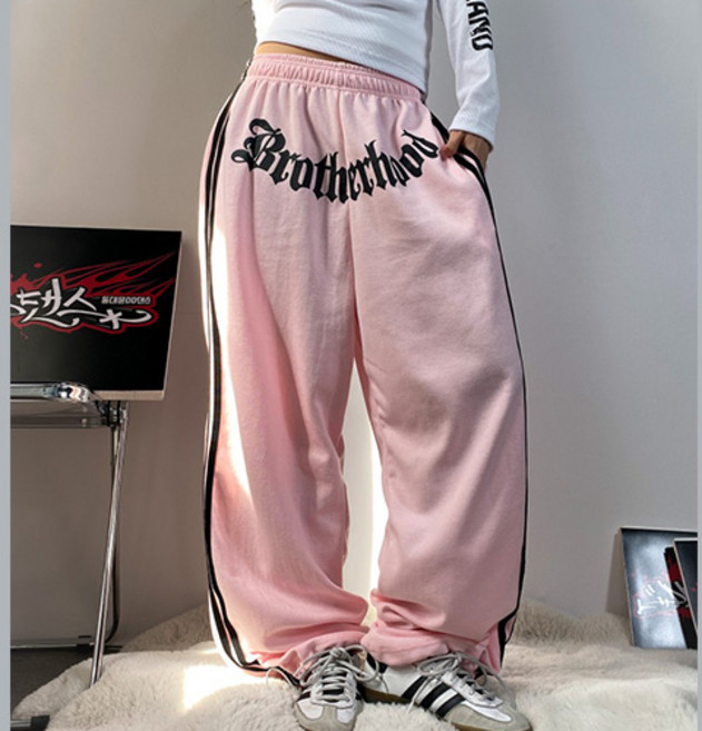 [주식디디댄스] 스트링 브로 레터링 힙합 팬츠 걸스힙합 방송댄스의상 댄스복 단체복 무대의상