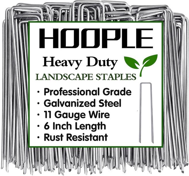 HOOPLE 100 Pack 6 Inch 11 Gauge Heavy Duty Galvanized Landscape Staples Garden Stakes & Sod Pins, 6인치, 1개