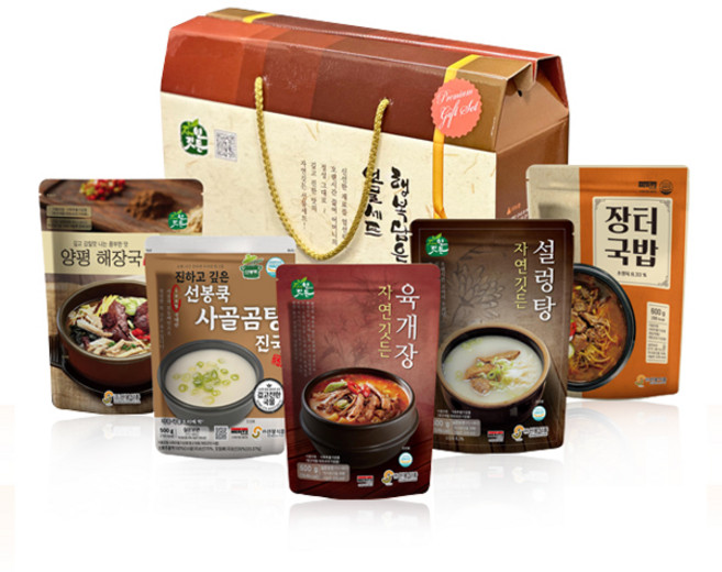 [선봉식품] 든든한 한상 실속형 5종 선물세트 (양평해장국+육개장+사골곰탕+설렁탕+장터국밥), 600g, 1