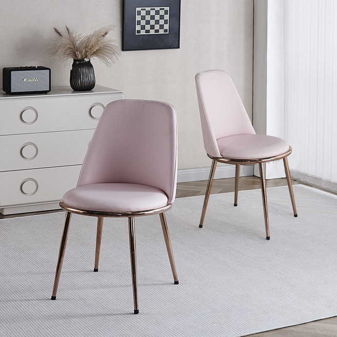 가죽 식탁의자 디자인체어 2개입, 2개, 핑크