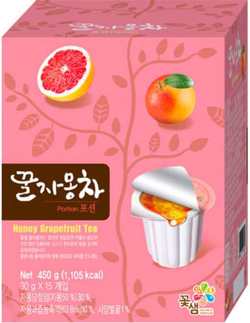 꽃샘 꿀 자몽차 포션 15Tx6 (1박스), 450g, 15개입, 3개