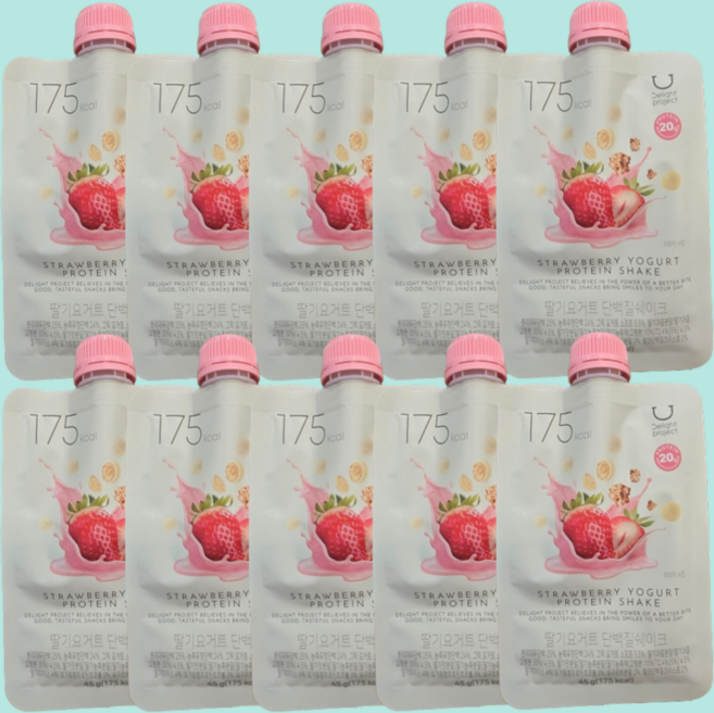 딜라이트 프로젝트 단백질쉐이크 딸기요거트, 10개, 45g
